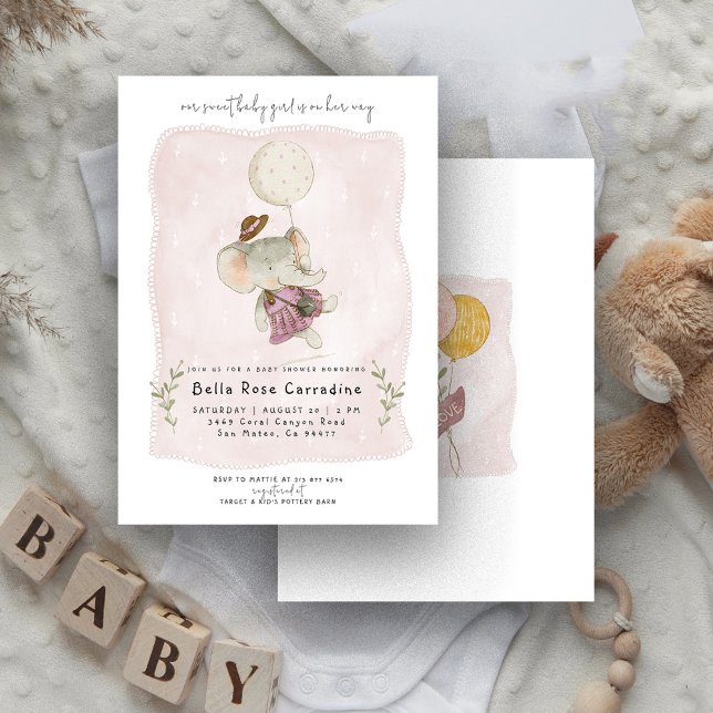 Adorable Elephant | Botanical Boho Baby Shower Invitation (Creator Uploaded)