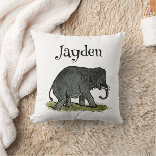 Adorable Elephant Cartoon, Cute Funny Zoo Friend Cushion