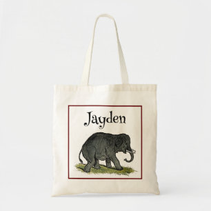 Adorable Elephant Cartoon, Cute Funny Zoo Friend Tote Bag