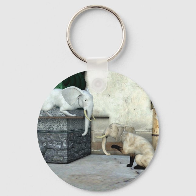 Adorable Elephant Cats Key Ring (Front)