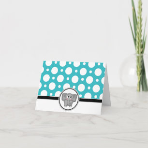 Adorable Elephant custom Turquoise Polka Dot Card
