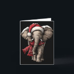 Adorable Elephant In Santa Hat Snowy Winter Christ Card<br><div class="desc">Adorable Elephant In Santa Hat Snowy Winter Christmas Animal Long Sleeve</div>