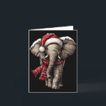 Adorable Elephant In Santa Hat Snowy Winter Christ Card<br><div class="desc">Adorable Elephant In Santa Hat Snowy Winter Christmas Animal Long Sleeve</div>