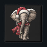 Adorable Elephant In Santa Hat Snowy Winter Christ Magnet<br><div class="desc">Adorable Elephant In Santa Hat Snowy Winter Christmas Animal Long Sleeve</div>