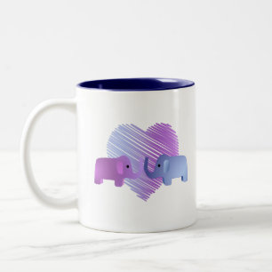 Adorable Elephant Love Two-Tone Coffee Mug