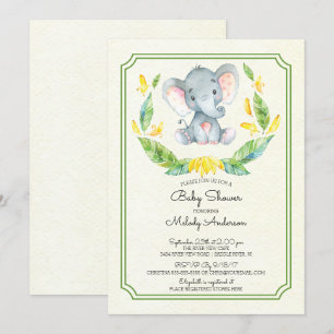 Adorable Elephant Neutral Baby Shower Invitation