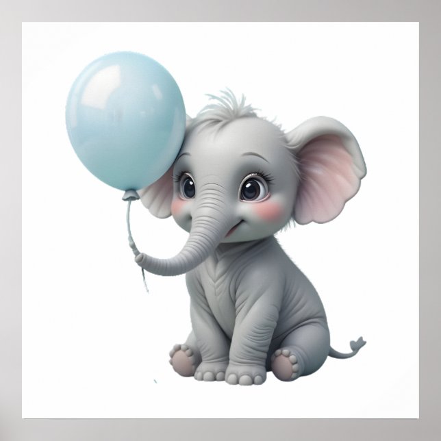 Adorable Elephant Print for Baby Nursery  (Front)