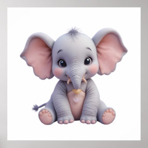 Adorable Elephant Print for Baby Nursery