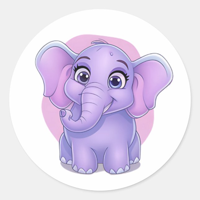 Adorable Elephant Sticker – Cute Cartoon Animal  (Front)
