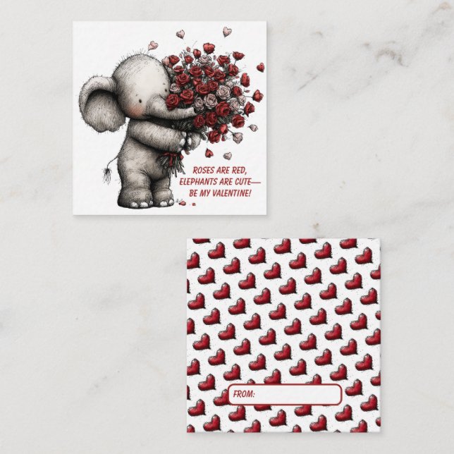 Adorable Elephant Valentine Card (Front/Back)
