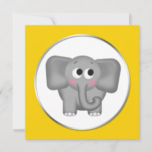 Adorable Elephant - Yellow Baby Shower Invitations