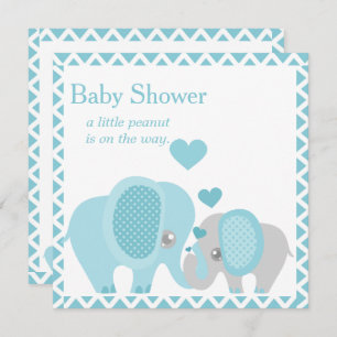 Adorable Elephants, Baby Boy, Shower Invitation