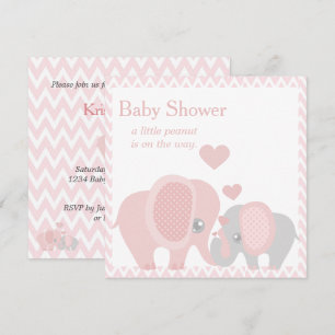 Adorable Elephants, Baby Girl Shower Invitation