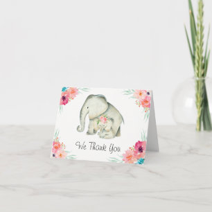 Adorable Elephants Baby Shower Thank You Card
