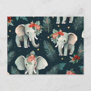 Adorable Elephants Christmas Greetings Postcard