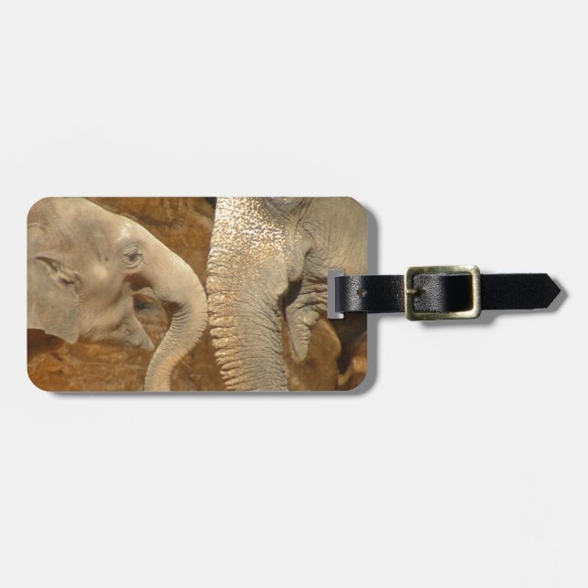 ADORABLE ELEPHANTS LUGGAGE TAG (Front Horizontal)