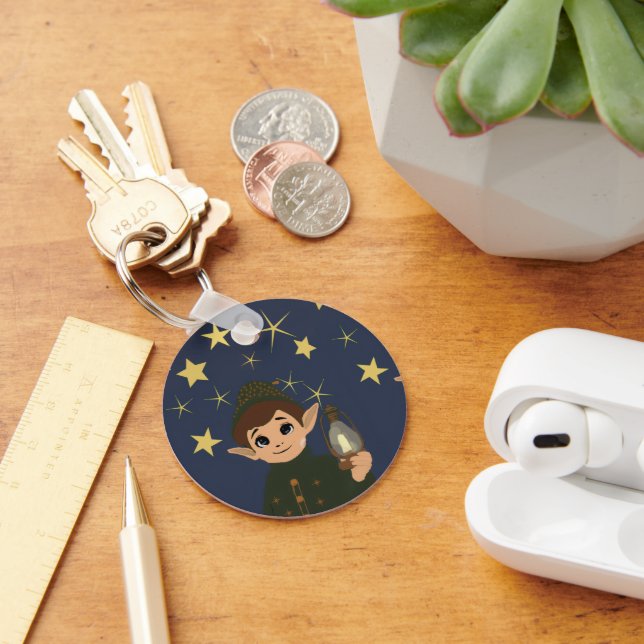 Adorable Elf and Starry Night Key Ring (Desk)