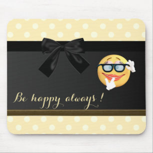 Adorable Emoji Face,Polka Dots Mouse Mat
