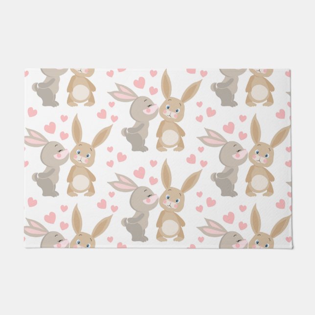 Adorable Enamoured Bunnies  Doormat (Front)