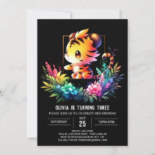 Adorable Enchanted Tiger Birthday Invitation