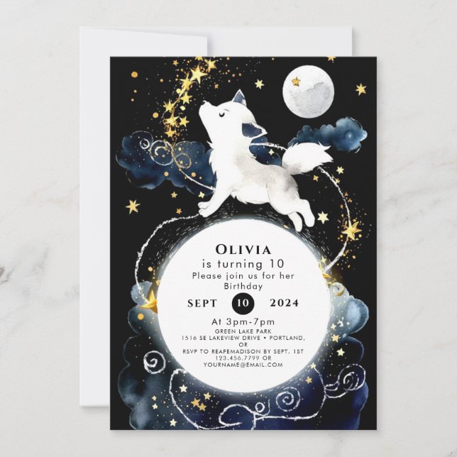Adorable Enchantment Wolf Birthday Invitation (Front)