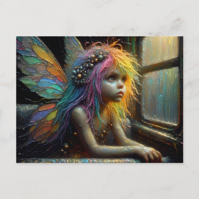Adorable Fairy Bored on a Train Postcard (Front)