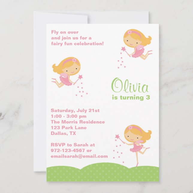 Adorable Fairy Invitations (Front)