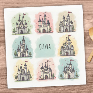 Adorable Fairy Tale Castle Doodles Napkin