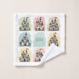 Adorable Fairy Tale Castle Doodles Wash Cloth