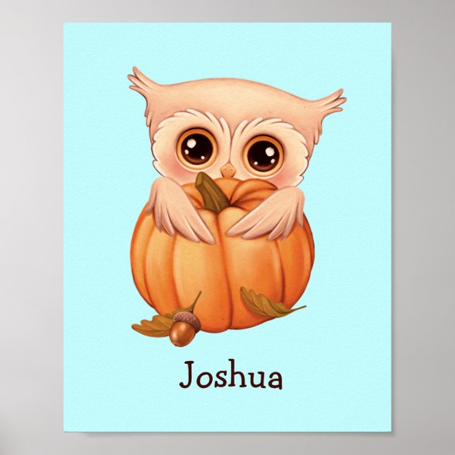 Adorable Fall Baby Owl Poster (Front)