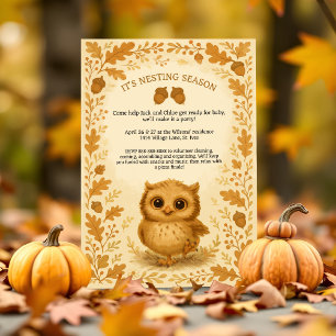 Adorable Fall Nesting Party Whimsical Owl Woodland Invitation