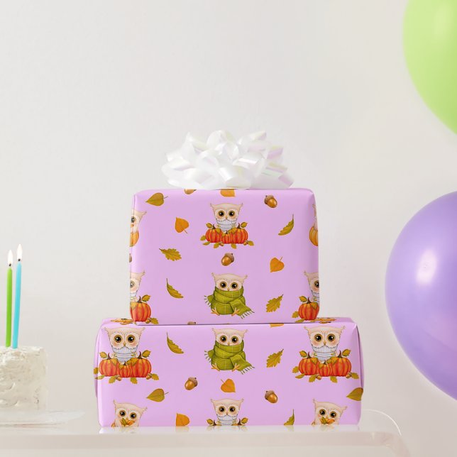 Adorable Fall Owls  Wrapping Paper (Party Gifts)