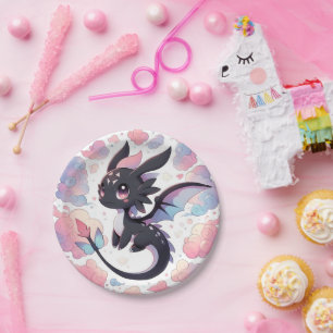 Adorable Fantasy Dragon Baby Shower Paper Plate