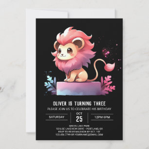 Adorable Fantasy Lion Birthday  Invitation