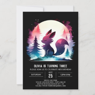 Adorable Fantasy Wolf Birthday Invitation