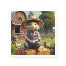 Adorable Farmer Mouse Napkin
