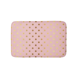 Adorable Faux Gold Polka Dots Flowers Bath Mat