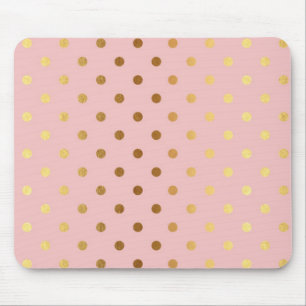 Adorable Faux Gold Polka Dots Flowers Mouse Mat