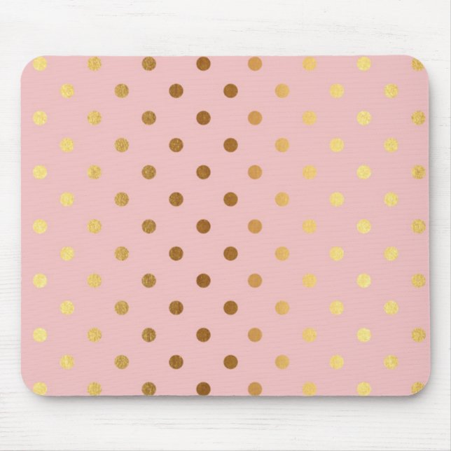 Adorable  Faux Gold Polka Dots Flowers Mouse Mat (Front)