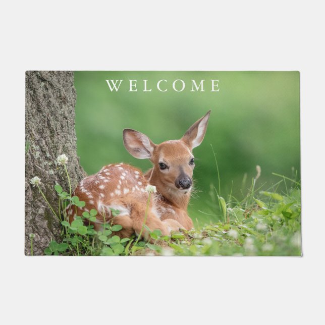 Adorable Fawn laying under a tree Doormat (Front)