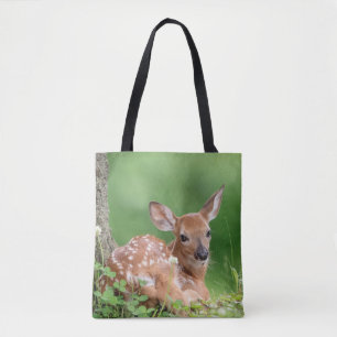 Adorable Fawn laying under a tree Tote Bag