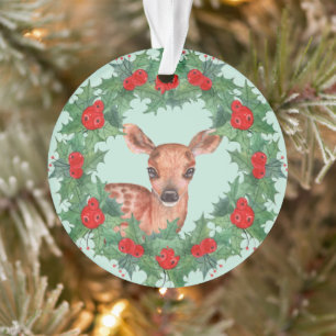 Adorable Fawn Wreath Granddaughter Ornament