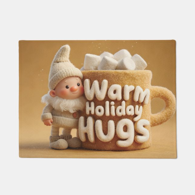 Adorable Felt Gnome with Marshmallow Mug  Doormat (Front)
