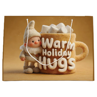 Adorable Felt Gnome with Marshmallow Mug  Large Gift Bag
