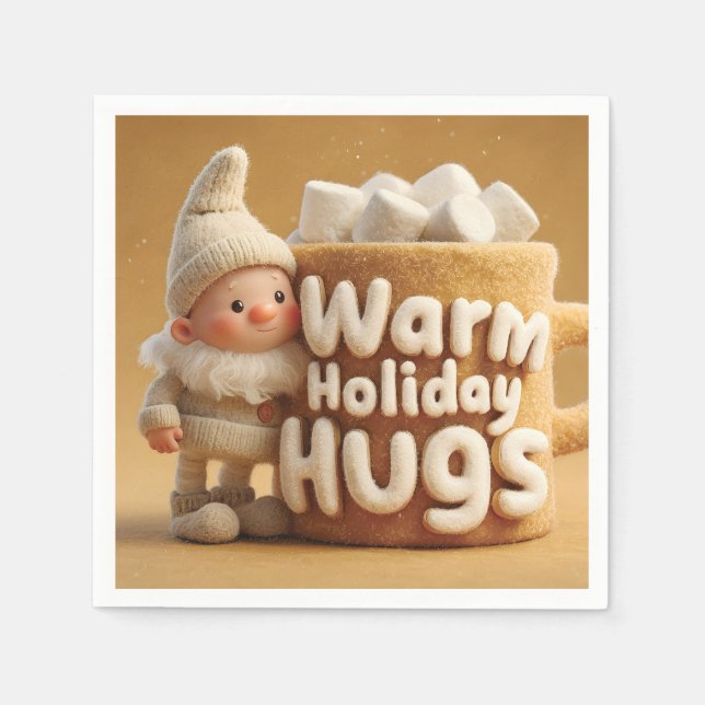 Adorable Felt Gnome with Marshmallow Mug  Napkin (Front)