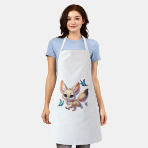 adorable fennec fox surrounded by dreamy butterfli apron