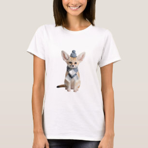 Adorable Fennec Fox wearing a Beanie and Scarf T-Shirt