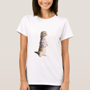Adorable Ferret in Pastel Knit Sweater Standing