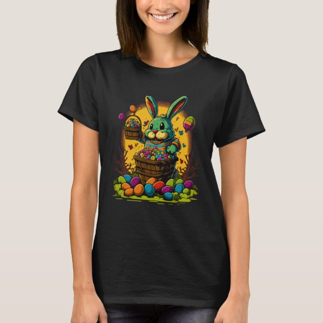 Adorable Festive Easter Kids Cute Easter Bunny Gra T-Shirt (Front)