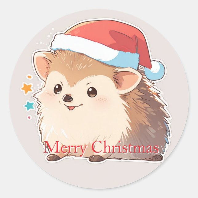 Adorable Festive Hamster Wearing Santa Hat Sticker (Front)